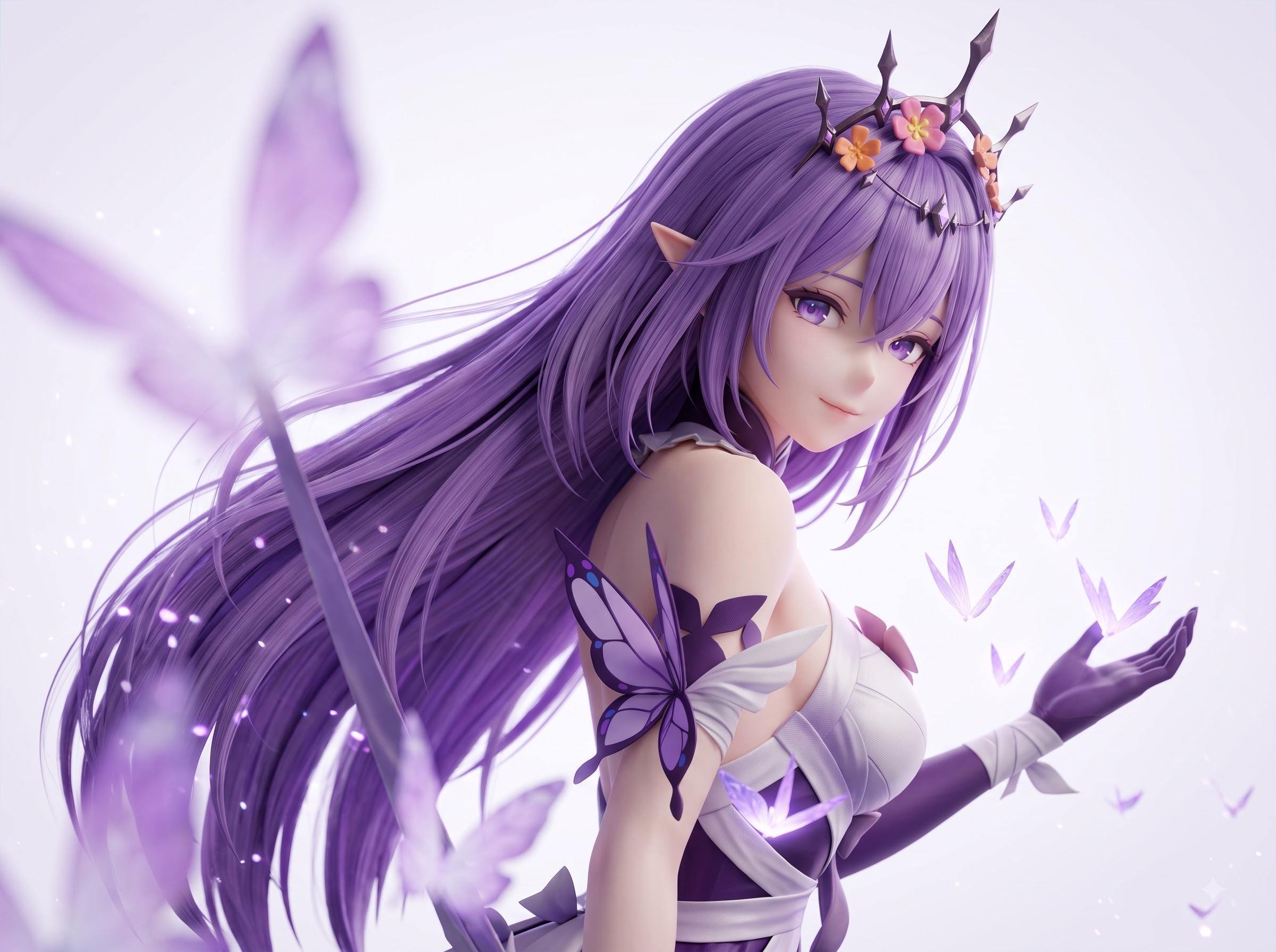 Purple haired character artwork for a SoulSpace project cover